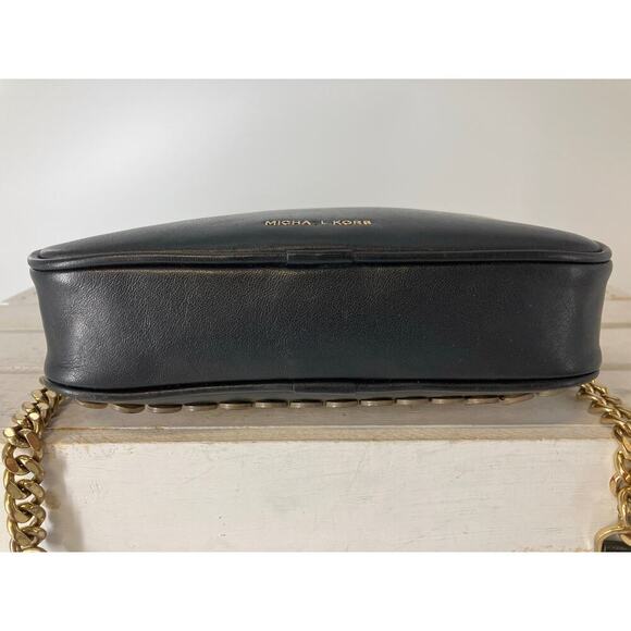 MICHAEL KORS SMALL BLACK, GOLD LEATHER CROSSBODY BAG (ASIS) - Picture 5 of 16